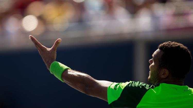 Jo-Wilfried Tsonga lors de la finale de Toronto contre Roger Federer le 10 août 2014  [Geoff Robins / AFP]