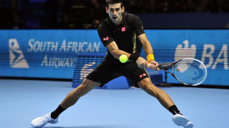Le Serbe Novak Djokovic lors de sa demi-finale de Masters face à l'Argentin Juan-Martin Del Potro, le 11 novembre 2012. [Glyn Kirk / AFP]
