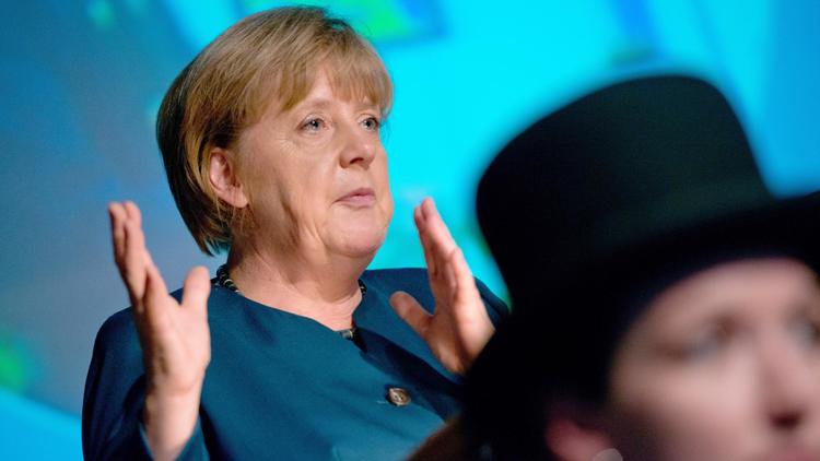 La chancelière allemande Angela Merkel, le 31 mai 2013 à Stralsund, dans le nord-est de l'Allemagne [Stefan Sauer / DPA/AFP]