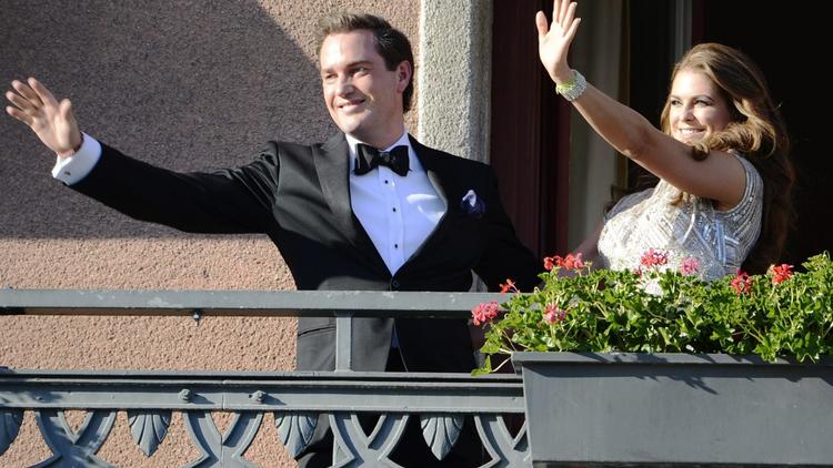 Christopher O'Neill et la princesseMadeleine le 7 juin 2013 à Stockholm [Bertil Enevag Ericson / AFP]