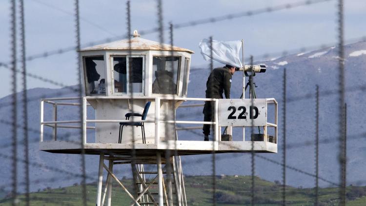 Un poste de contrôle tenu par les Casques bleus de l'ONU à Quneitra, dans la zone démilitarisée du Golan, le 8 mars 2013 [Jack Guez / AFP/Archives]