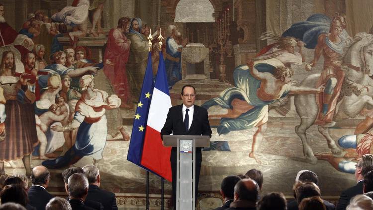 François Hollande devant les parlementaires à l'Elysée, le 16 janvier 2013