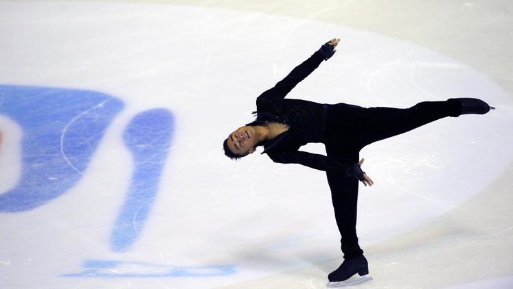 Le Français Florent Amodio lors du programme court des Championnats d'Europe de patinage artistique, le 24 janvier 2013 à Zagreb [ / AFP]