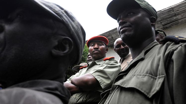 Le chef rebelle Bosco Ntaganda(c) le 24 janvier 2009 à Rutshuru, au nord de Goma en RDC [Lionel Healing / AFP]