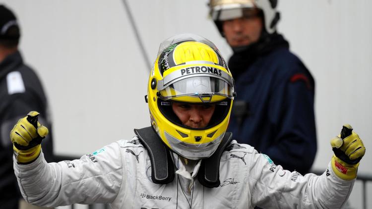 Le pilote allemand Nico Rosberg (Mercedes) après sa pole position au GP de Monaco de F1, le 25 mai 2013 [Tom Gandolfini / AFP]
