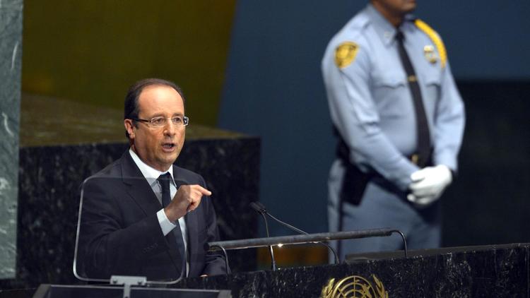 François Hollande le 25 septembre 2012 devant l'Assemblée générale de l'ONU à New York [Timothy A. Clary / AFP]