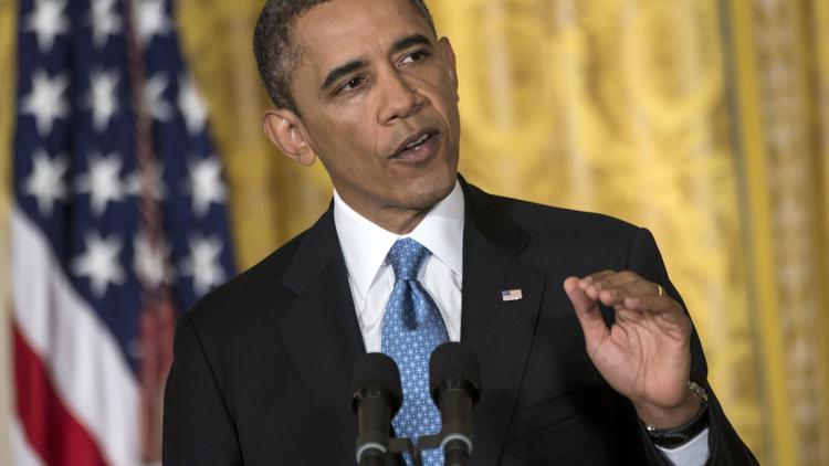 Le président américain Barack Obama durant une conférence de presse à la Maison Blanche, le 14 janvier 2013 [Brendan Smialowski / AFP]