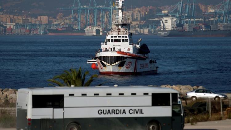 Le bateau de l'ONG Proactiva Open Arms arrive à Algésiras avec 87 migrants à bord, le 9 août 2018 [JORGE GUERRERO / AFP]