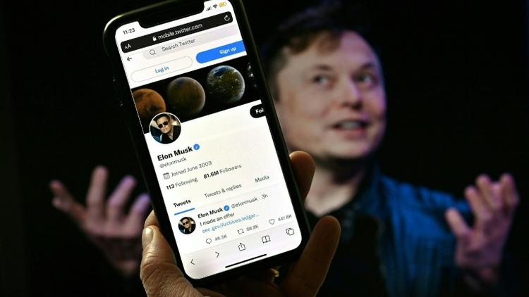 Le compte Twitter d'Elon Musk, à Washington le 14 avril 2022 [Olivier DOULIERY / AFP/Archives]
