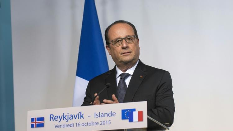 Le président français François Hollande à Reykjavik, le 16 octobre 2015 [HALLDOR KOLBEINS / AFP/Archives]