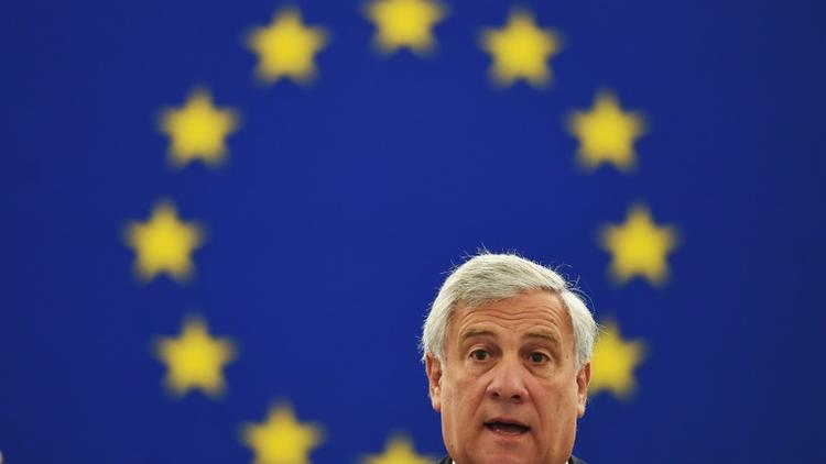 Le président du Parlement européen Antonio Tajani lors du discours sur l'état de l'Union le 12 septembre 2018 à Strasbourg. [FREDERICK FLORIN / AFP]