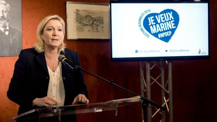 Marine Le Pen présente le manifeste de son parti pour les régionales à Amiens le 23 novembre 2015  [DENIS CHARLET / AFP]