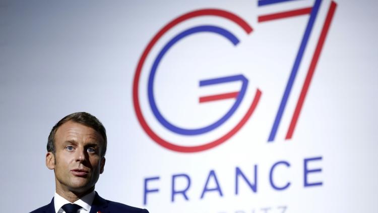 Le président français Emmanuel Macron,le 25 août 2019 lors de la tenue du G7 à Biarritz [Ian LANGSDON / POOL/AFP]