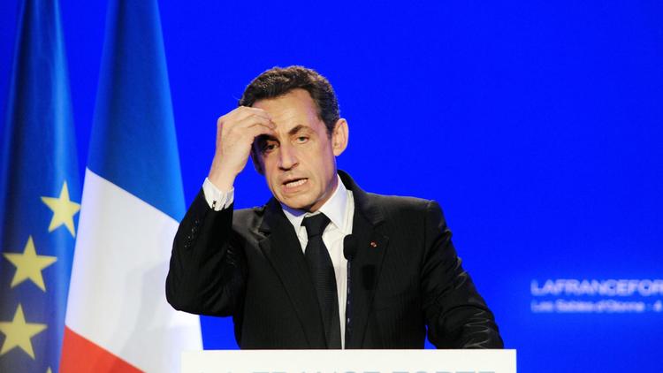 Nicolas Sarkozy lors d'un meeting de campagne aux Sables-d'Olonne, le 4 mai 2012 [Alain Jocard / AFP/Archives]