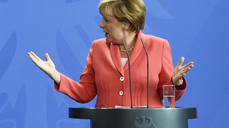 La chancelière allemande Angela Merkel à Berlin, le 24 août 2015 [Tobias Schwarz / AFP]