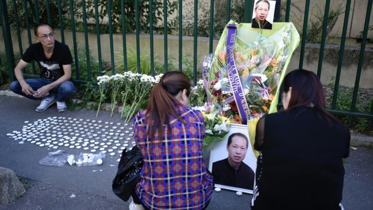 Hommage à Zhang Chaolin, un ressortissant chinois tué il y a un an jour pour jour dans une agression qualifiée de "raciste" à Aubervilliers, près de Paris, le 7 août 2017 [PHILIPPE LOPEZ / AFP]