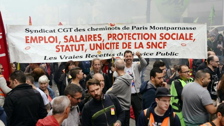 Manifestation de cheminots le 6 juin 2016 à Paris [BERTRAND GUAY / AFP]
