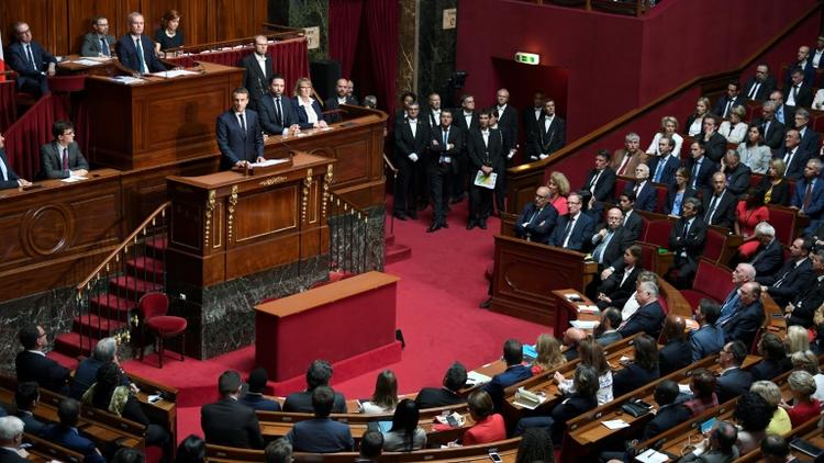 Le président Emmanuel Macron devant les députés et sénateurs, le 3 juillet 2017 à Versailles [Eric FEFERBERG / AFP]
