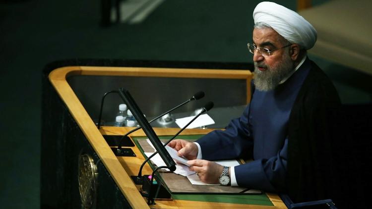 Le président iranien Hassan Rohani à la tribune de l'Onuj, le 28 septembre 2015 à New York [Spencer Platt / Getty/AFP/Archives]
