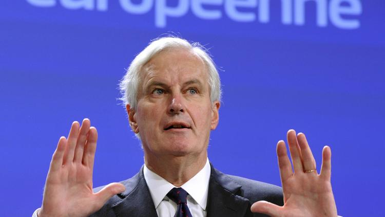 Michel Barnier, commissaire européen au marché interne et aux services, et candidat à la présidence de la Commission européenne, lors d'une conférence de presse le 25 mars 2013 à Bruxelles [Georges Gobet / AFP/Archives]