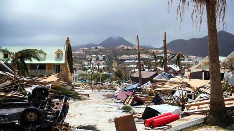 Sur l'île de Saint-Martin, le 7 septembre 2017, après le passage de l'ouragan Irma [Lionel CHAMOISEAU / AFP/Archives]