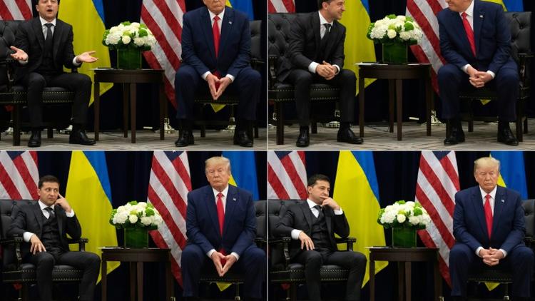 Le président américain Donald Trump et son homologue ukrainien Volodymyr Zelensky, lors d'une rencontre à New York le 25 septembre 2019  [SAUL LOEB / AFP]