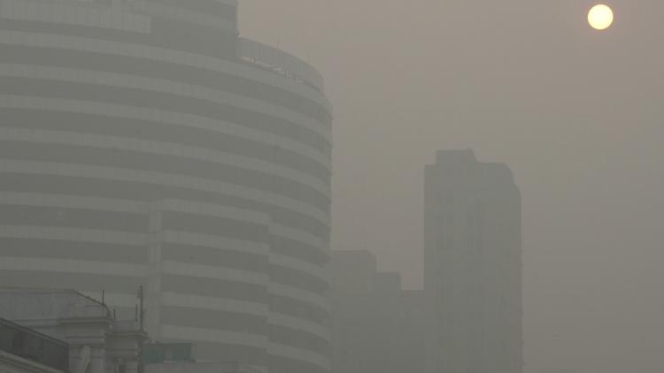 Photo prise à New Delhi, le 7 novembre 2016 au moment où la capitale indienne est aux prises avec l'une des pires pollutions de l'air de ces dernières années [DOMINIQUE FAGET / AFP]