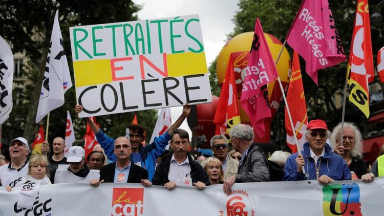 Manifestation pour les retraites à Paris, le 14 juin 2018 [Thomas SAMSON / AFP]