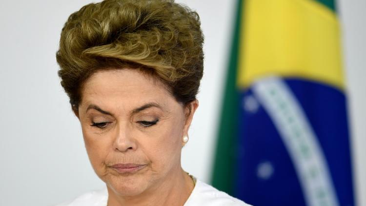 La présidente brésilienne Dilma Rousseff le 15 avril 2016 à Brasilia [EVARISTO SA / AFP]