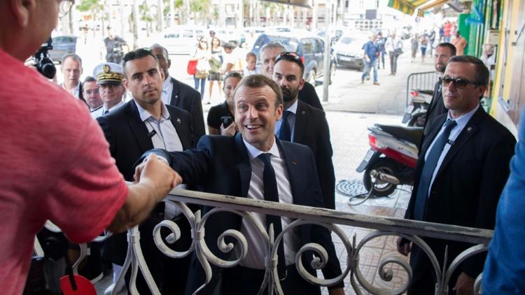 Le président français Emmanuel Macron, le 27 octobre à Cayenne [ALAIN JOCARD / AFP]