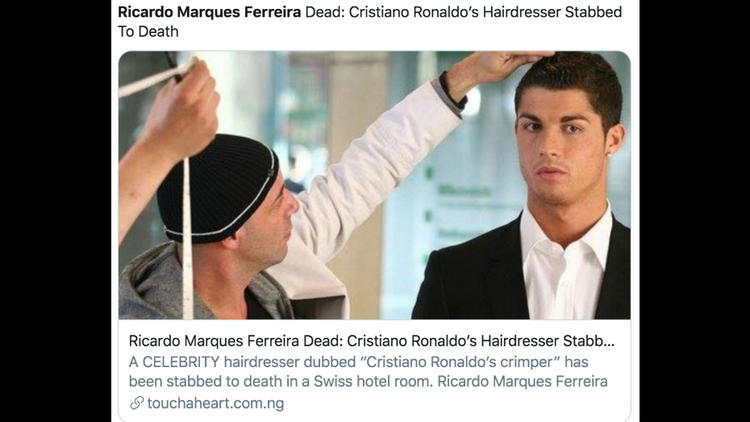 Les deux hommes avaient été immortalisés en 2015 sur une photo devenue célèbre sur laquelle on pouvait voir le coiffeur à l'oeuvre sur la star portugaise du ballon rond. 