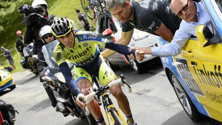 Alberto Contador lors du Tour de France le 14 juillet 2014 entre Mulhouse et La Planche des Belles Filles  [Lionel Bonaventure / AFP]