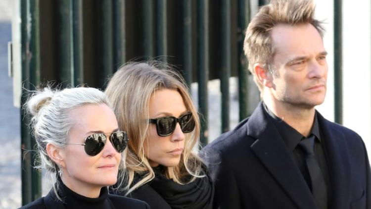 Laeticia Hallyday (à gauche), Laura Smet (au centre) et David Hallyday (à droite) lors des funérailles de Johnny Hallyday le 9 décembre 2017  [ludovic MARIN / AFP/Archives]