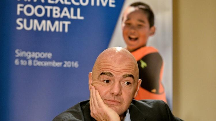 Le président de la FIFA Gianni Infantino le 8 décembre 2016 à Singapour [Roslan RAHMAN / AFP]
