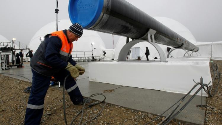 Construction d'un pipeline pour acheminer du gaz russe en Europe, à Anapa, en Russie, le 7 décembre 2012 [SERGEI KARPUKHIN / POOL/AFP/Archives]