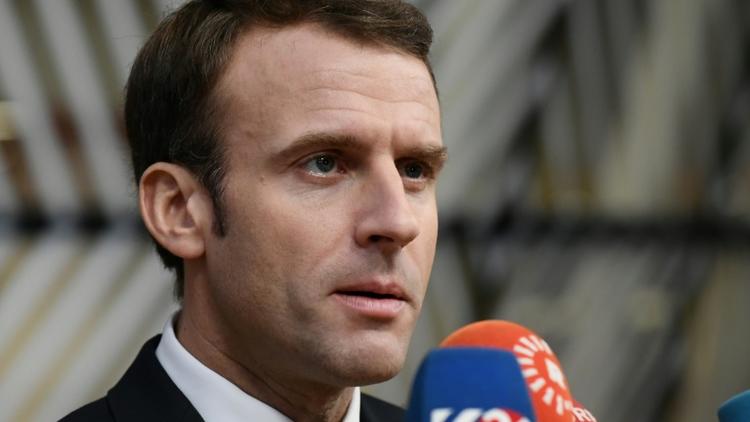 Emmanuel Macron s'adresse à la presse le 25 novembre 2018 à Bruxelles [Philippe LOPEZ / AFP]