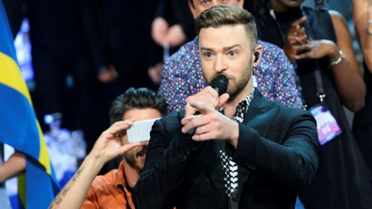 Le chanteur américain Justin Timberlake à l'Eurovision, le 13 mai à Stockholm [Jonathan Nackstrand  / AFP]