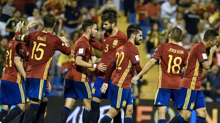 L'Espagne a facilement dominé l'Albanie à Alicante, dans le cadre des éliminatoires du Mondial, le 6 octobre 2017  [JOSE JORDAN / AFP]