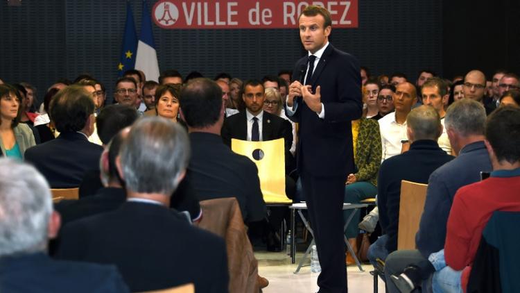 Emmanuel Macron à Rodez, le 3 octobre 2019 [ERIC CABANIS / POOL/AFP]