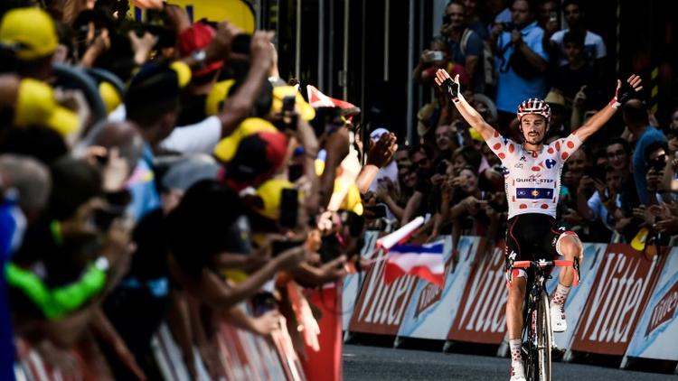 Le bonheur de Julian Alaphilippe, vainqueur de la 16e étape du Tour à Bagnères-de-Luchon, le 24 juillet 2018  [Philippe LOPEZ / AFP]