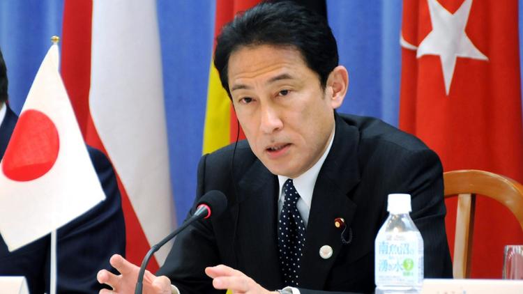 Le ministre japonais des affaires étrangères, Fumio Kishida, à Hiroshima le 12 avril 2014 [Jiji Press / Jiji Press/AFP]