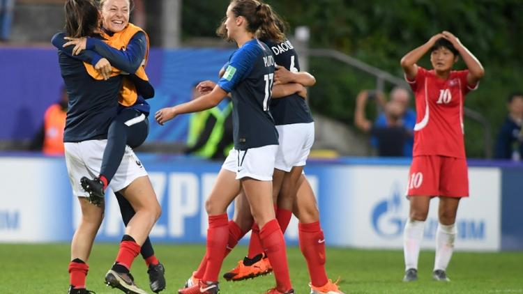 L'équipe de France féminine des moins de 20 ans a écarté la Corée du Nord, en quarts de finale, le 16 août 2018 à Concarneau [Fred TANNEAU / AFP/Archives]