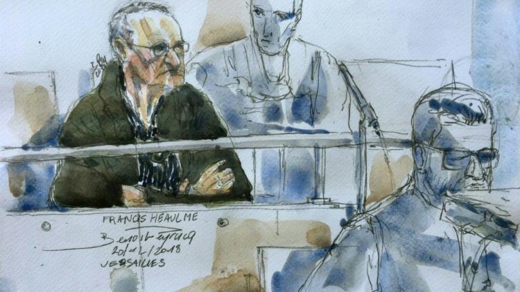 Croquis d'audience de Francis Heaulme au tribunal de Versailles, le 20 décembre 2018 [Benoit PEYRUCQ / AFP]