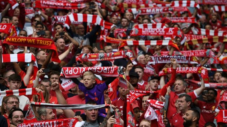 Fans de Liverpool lors d'un match de Premier League face à West Ham, au stade Anfield, le 12 août 2018 [Oli SCARFF / AFP/Archives]