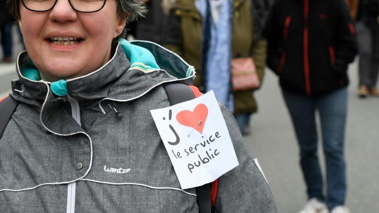 Défilé de manifestants pour la défense du service public le 22 mars 2018 à Rennes [Damien MEYER / AFP/Archives]