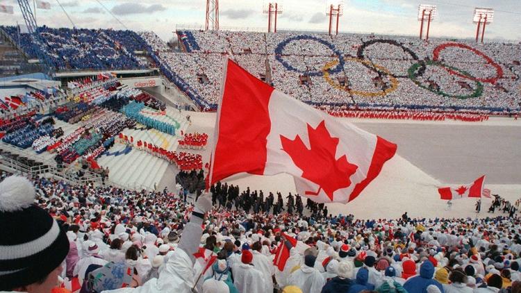 Cérémonie d'ouverture des JO de Calgary le 13 février 1988 [JONATHAN UTZ / AFP/Archives]