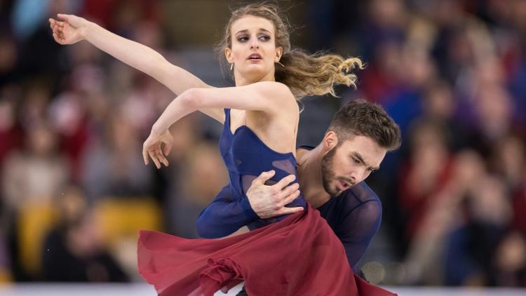 Gabriella Papadakis  Guillaume Cizeron lors du championnat du monde de danse sur glace le 31 mars 2016 à Boston [Geoff Robins / AFP]