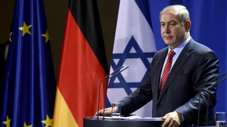 Le Premier ministre israélien Benjamin Netanyanhu lors d'une conférence de presse, le 21 octobre 2015 à Berlin [TOBIAS SCHWARZ / AFP]
