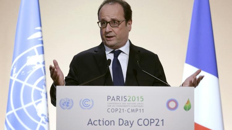 Le président français François Hollande à la conférence climat du Bourget, le 5 décembre 2015 [PHILIPPE WOJAZER / AFP]