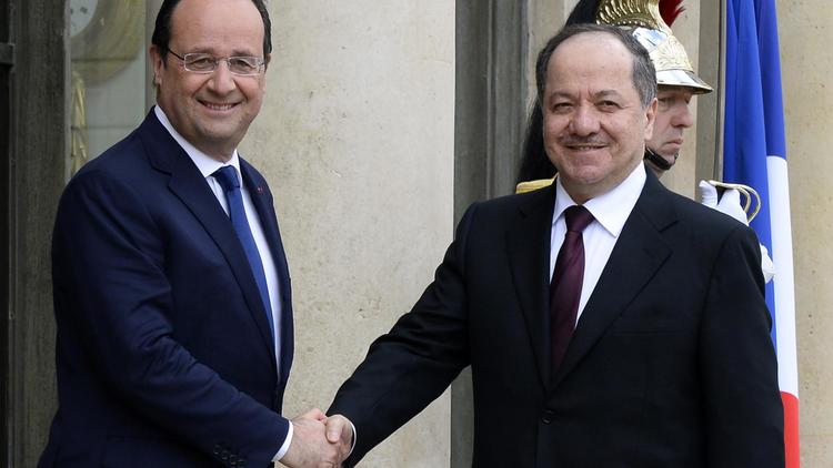 Le président français François Hollande et le président du Kurdistan irakien, Massoud Barzani, le 23 mai 2014